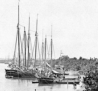 Supply Vessels looking downriver , 1862.  