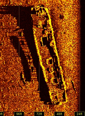 Sidescan sonar image of the brigantine Sultan.