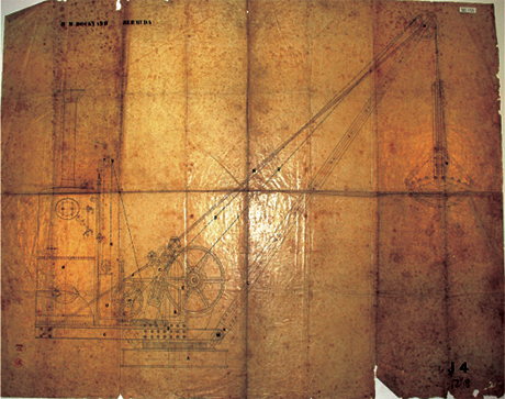 A photo of the original drawing of the crane.