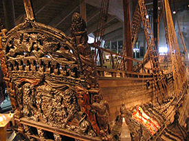 The decorated stern of the Vasa.