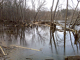 A photo taken in March 2011 shows the extent of the annual inundation.