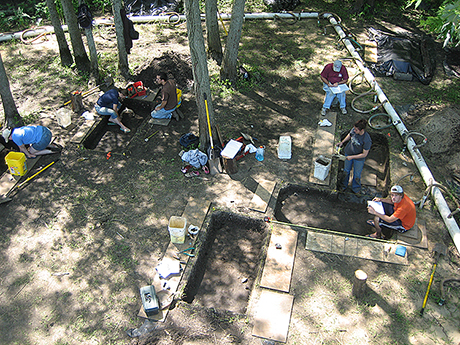 The field school students at work.