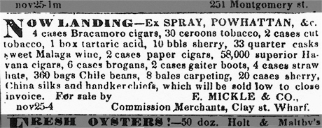 Newspaper ad from 1850.