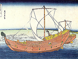 At Sea off Kazusa by Hokusai.
