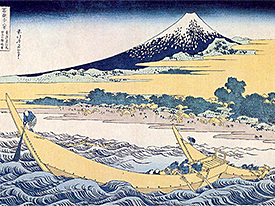 Sketch of Tago Bay near Eijiri on Tokaido by Hokusai.