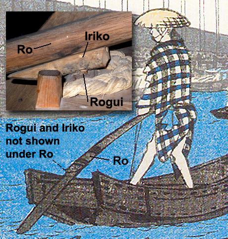Man using ro, detail from Yoroi-no-watashi Ferry to the Koamicho Quarter by Ando Hiroshige