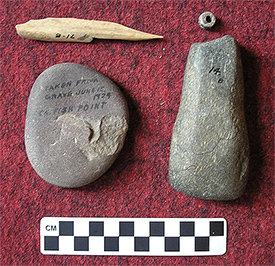 Artifacts recovered by amateur archaeologists from the Storrs Harbor area.
