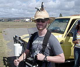 David Kalinowski with the GPS strapped to his head.