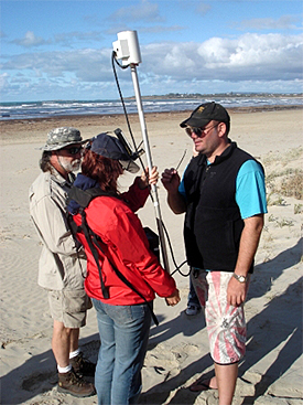Agnes gets a briefing on how to use the magnetometer.