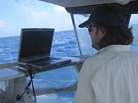 Krivor driving the survey vessel.