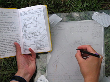 Field notes and drawing of wreck's boiler.
