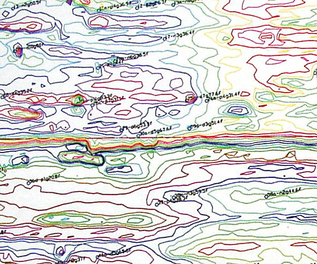 Small sample of magnetometer contour map showing targets for investigation.