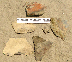 Roof slate and ceramics discovered in shoreline fill