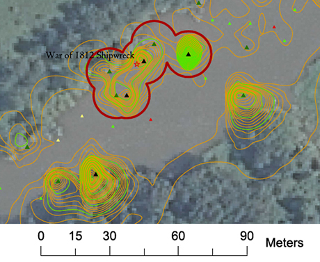 Targets near known War of 1812 shipwreck in the Patuxent River.