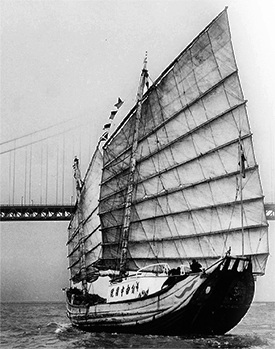 The Free China about to pass under the Golden Gate Bridge