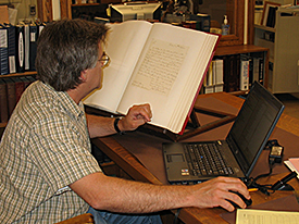 Reading a letter to General Gage from 1771 at William L Clements Library.