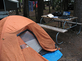 Research central at a campground near Mackinaw City, MI.