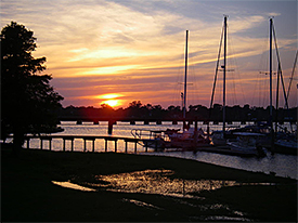 The sunset view from our hotel, the Bridge Point.