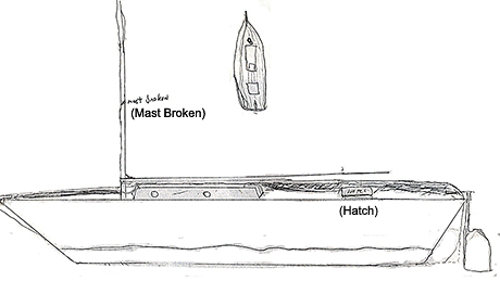 Drawing of the Helen C (a.k.a. the Kickin' Bitch) as it appeared in 1959 by Glen Credle.