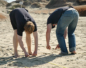 Mark and Brian setting up mag survey grid.