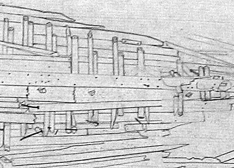 Joe Hoyt's measured sketch of construction details near the centerboard.