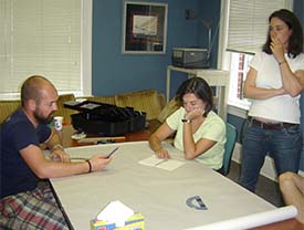 The group hard at work on the shoreline map.