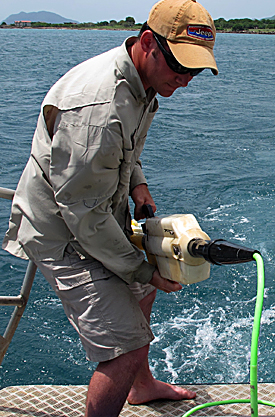 Justin Parkoff recovering magnetometer.