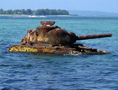 Tanks in Garapan Lagoon. Image 2.