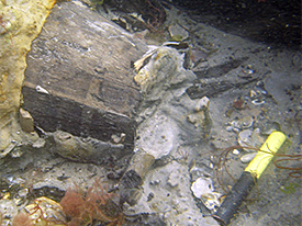 Conical barrel found near the bow.