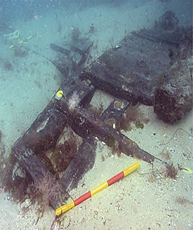 Swash Channel Wreck forecastle showing the top rail.