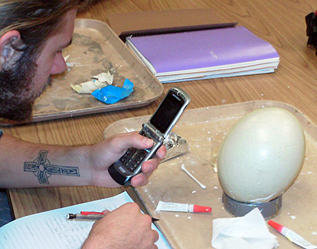 Brian Durnan celebrating after restoring his Ostrich Egg.