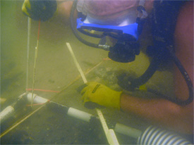 Underwater excavations on the Emanuel Point II shipwreck.