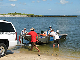 Students loading up boats.