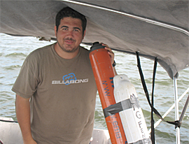 Andy Marr readies the Magnetometer for the continuing survey of Pensacola Bay. 